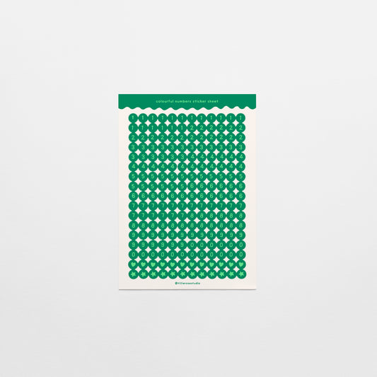 Green Number Bead Sticker Sheet