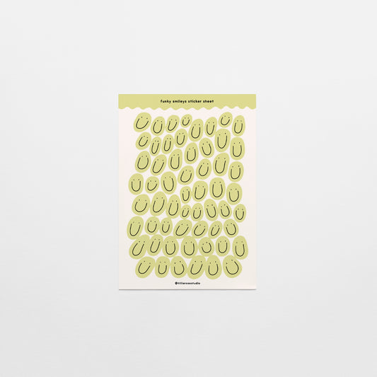 Green Groovy Smiles Sticker Sheet