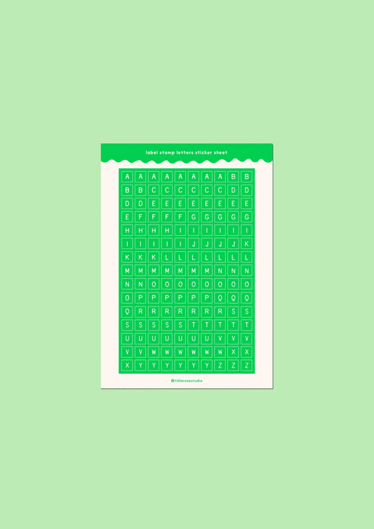 Green Label Stamp Letters Sticker Sheet
