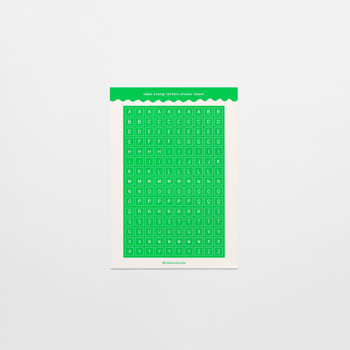 Green Label Stamp Letters Sticker Sheet