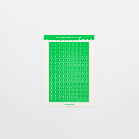 Green Label Stamp Numbers & Punctuation Sticker Sheet