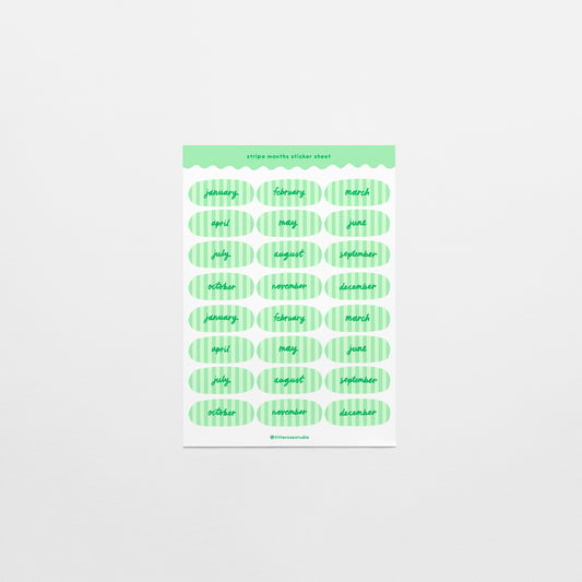 Green Stripe Months Sticker Sheet