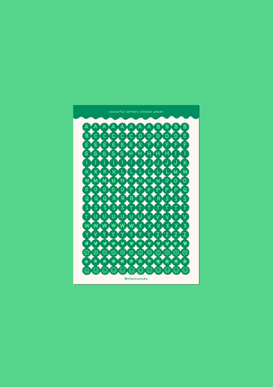 Green Letter Bead Sticker Sheet