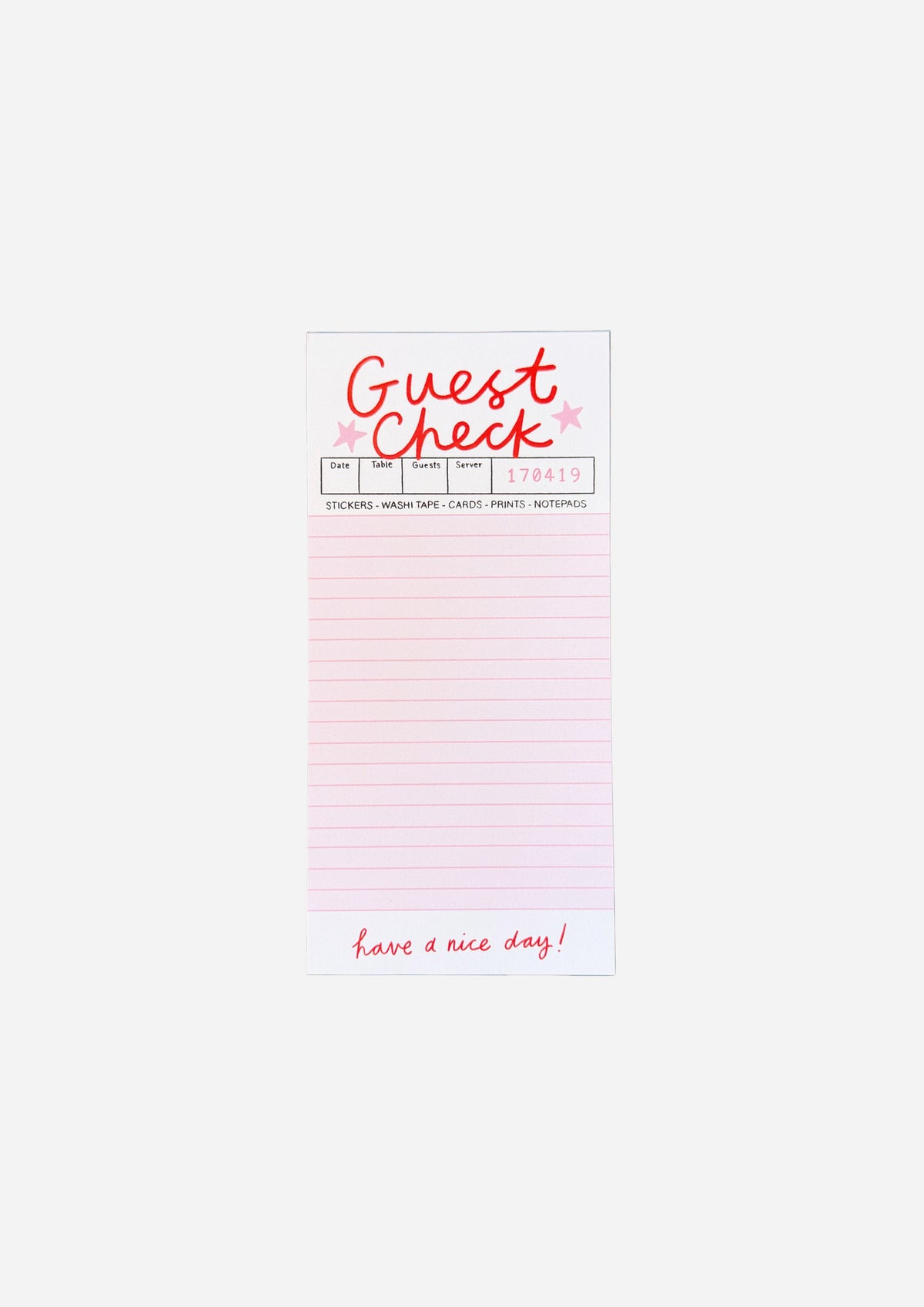 Guest Check Notepad
