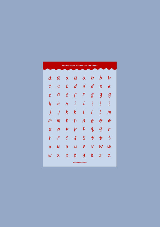Blue and Red Handwritten Letters Sticker Sheet