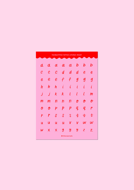 Pink and Red Handwritten Letters Sticker Sheet