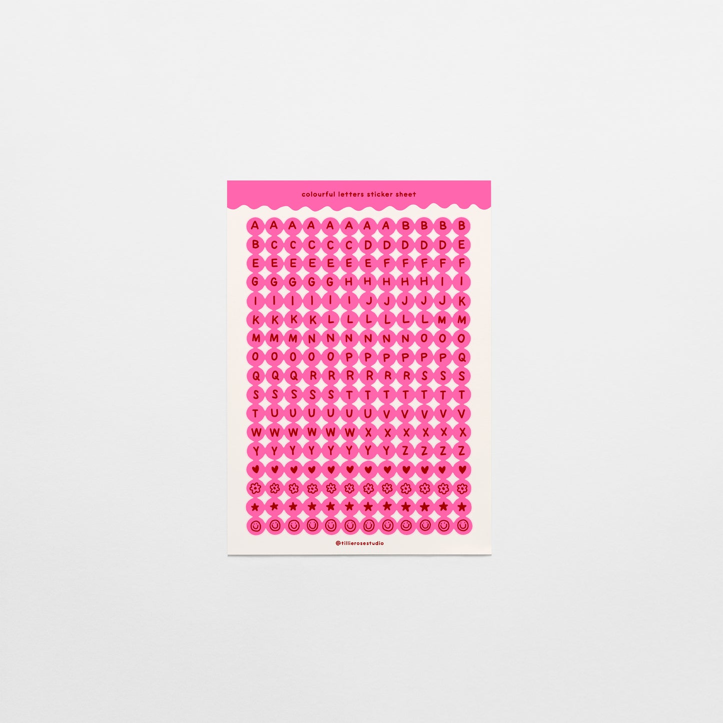 Hot Pink Letter Bead Sticker Sheet