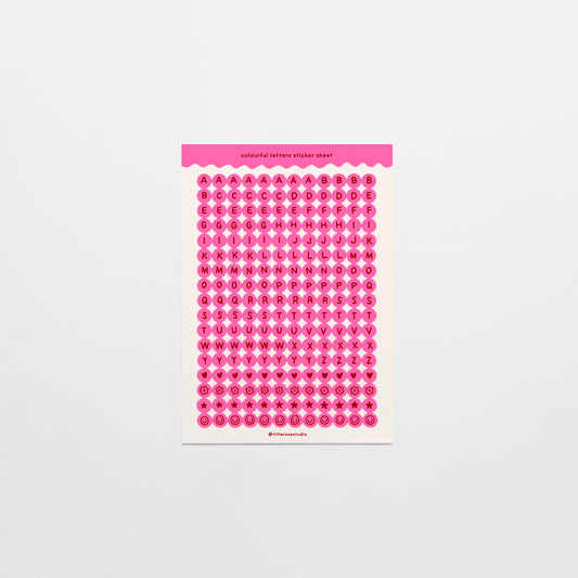 Hot Pink Letter Bead Sticker Sheet