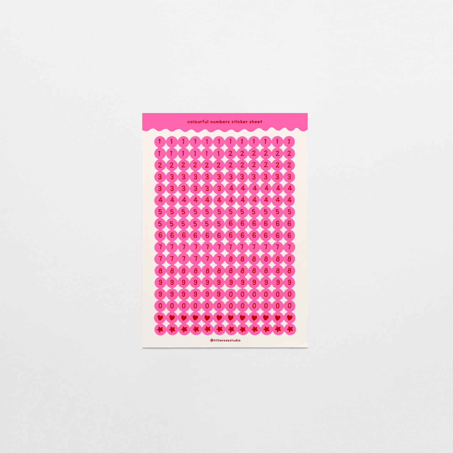 Hot Pink Number Bead Sticker Sheet