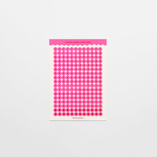 Hot Pink Number Bead Sticker Sheet