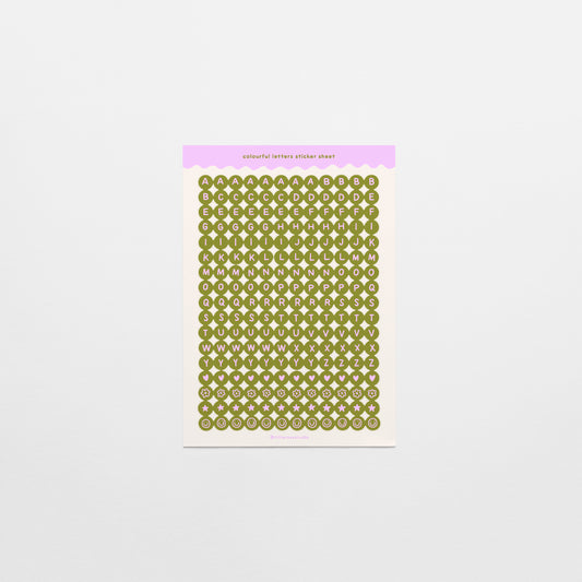 Khaki and Lilac Letter Bead Sticker Sheet