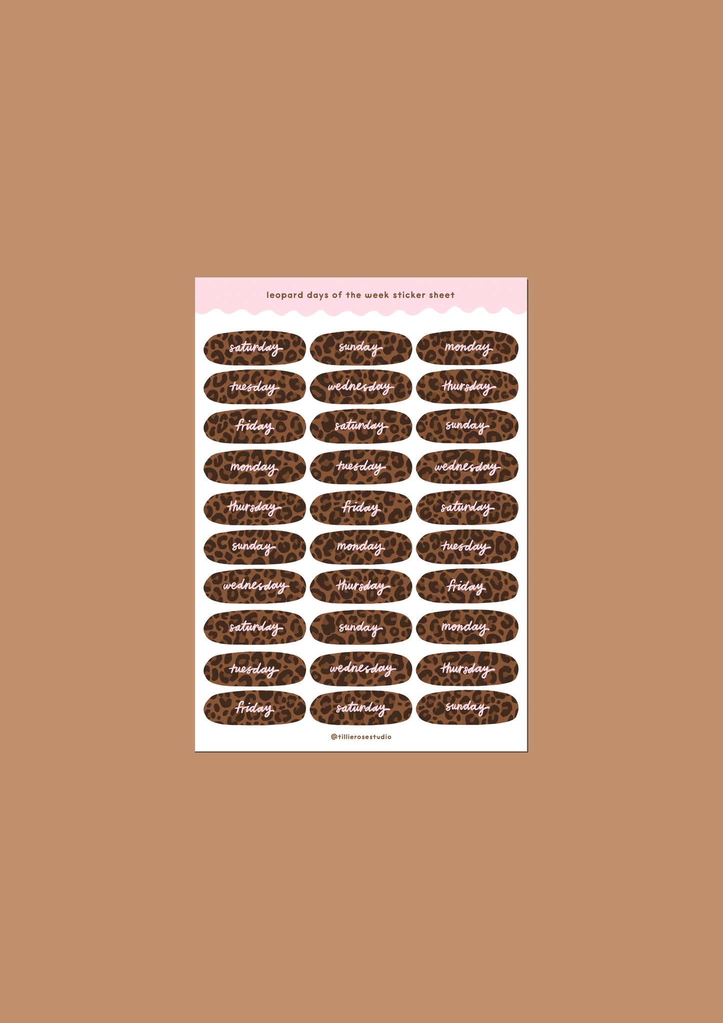 Leopard Days of the Week Sticker Sheet