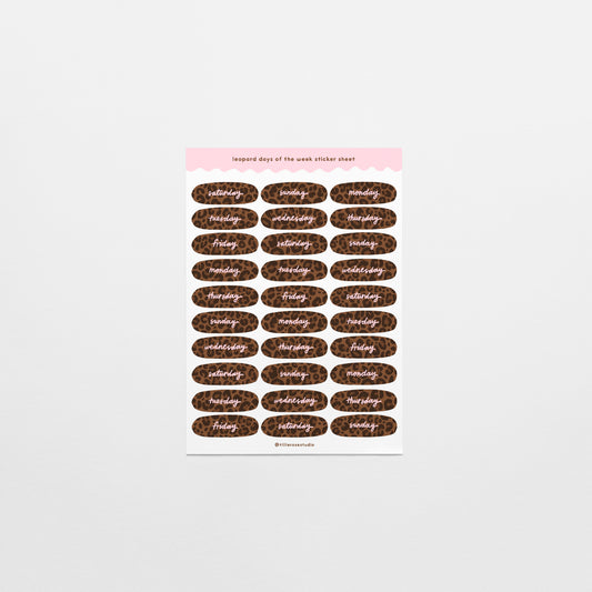 Leopard Days of the Week Sticker Sheet