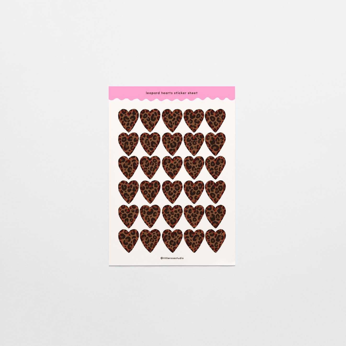 Leopard Print Hearts Sticker Sheet