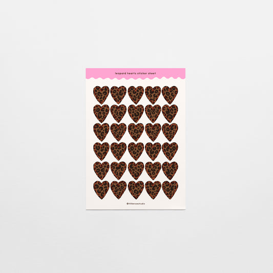 Leopard Print Hearts Sticker Sheet