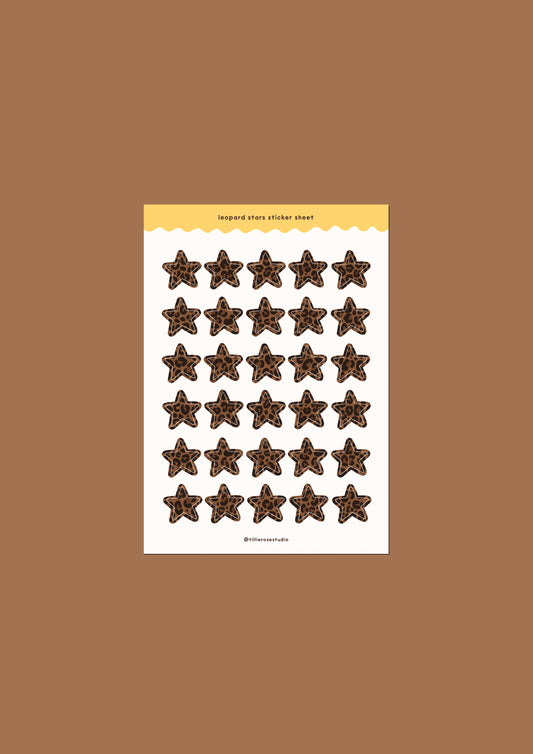 Leopard Print Stars Sticker Sheet