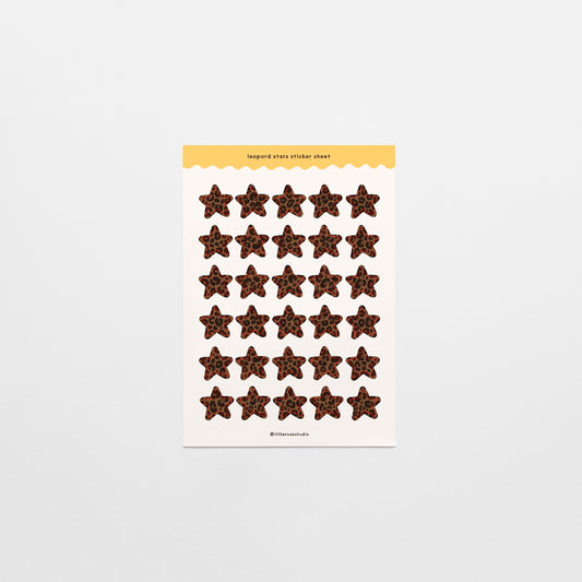 Leopard Print Stars Sticker Sheet