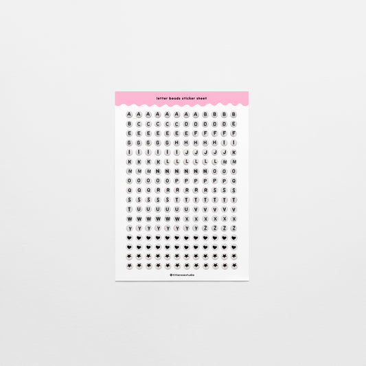 Letter Bead Clear Vinyl Sticker Sheet