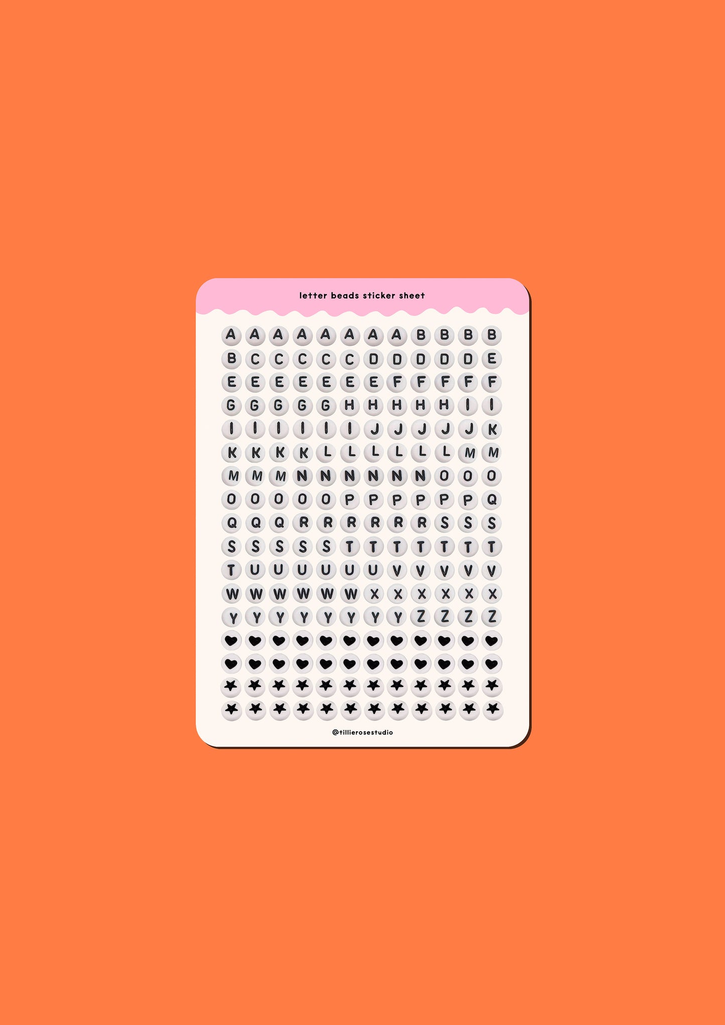 Letter Bead Sticker Sheet