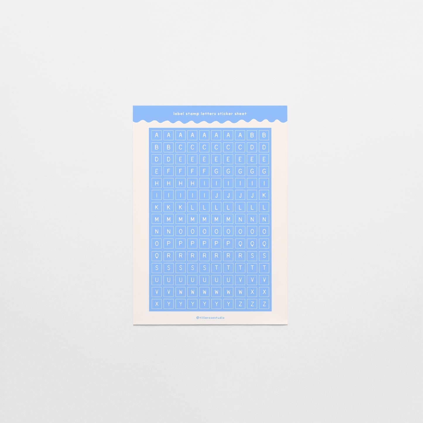 Light Blue Label Stamp Letter Sticker Sheet