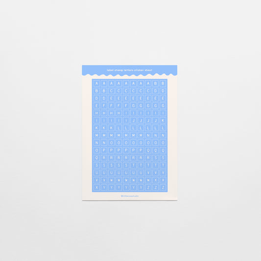 Light Blue Label Stamp Letter Sticker Sheet
