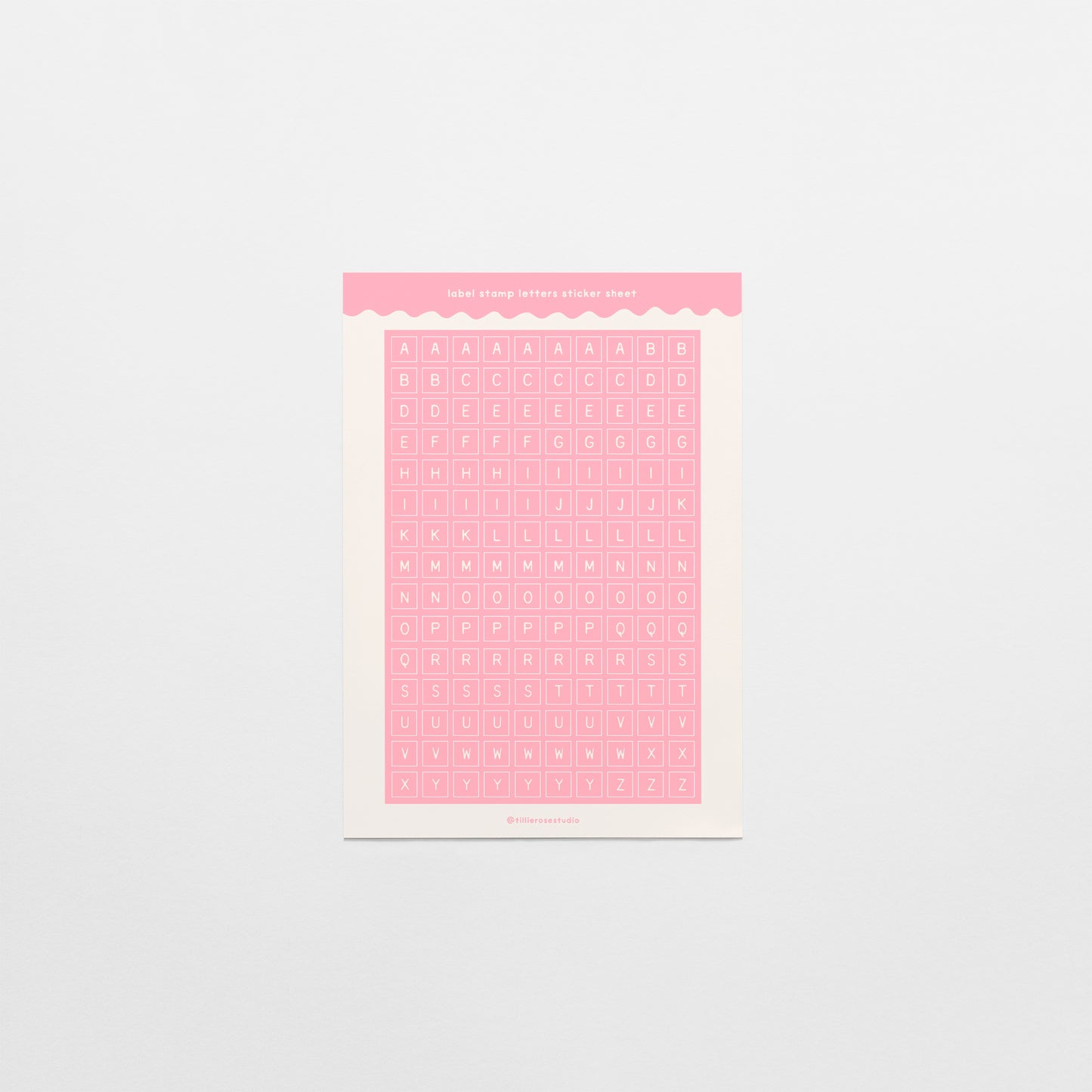 Light Pink Label Stamp Letter Sticker Sheet