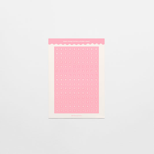 Light Pink Label Stamp Letter Sticker Sheet