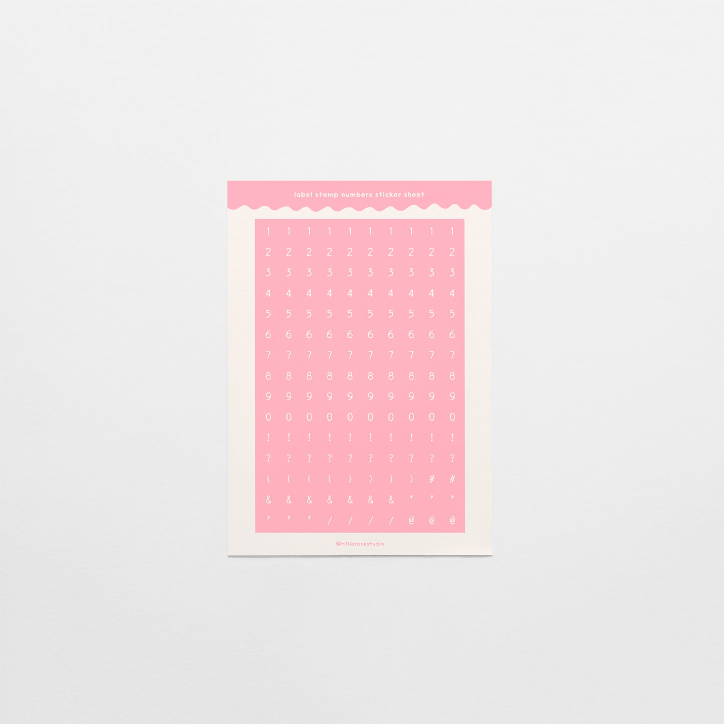 Light Pink Label Stamp Number & Punctuation Sticker Sheet