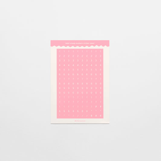 Light Pink Label Stamp Number & Punctuation Sticker Sheet