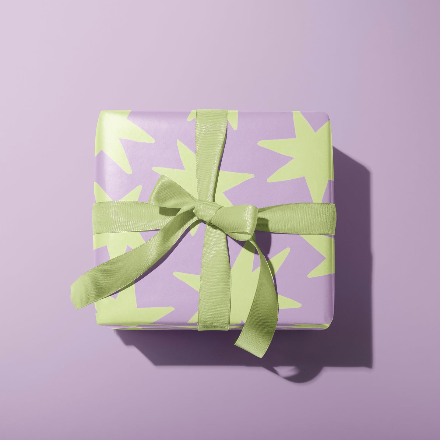 Lilac and Lime Green Stars Wrapping Paper