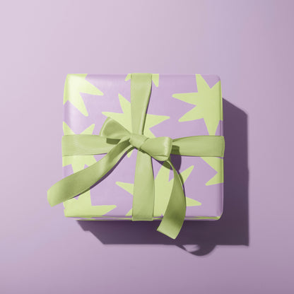 Lilac and Lime Green Stars Wrapping Paper