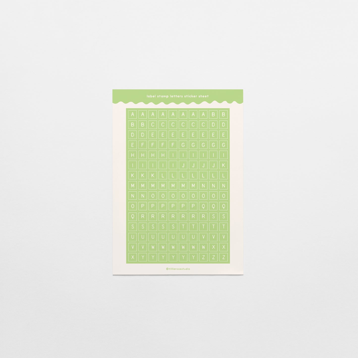 Matcha Green Label Stamp Letter Sticker Sheet