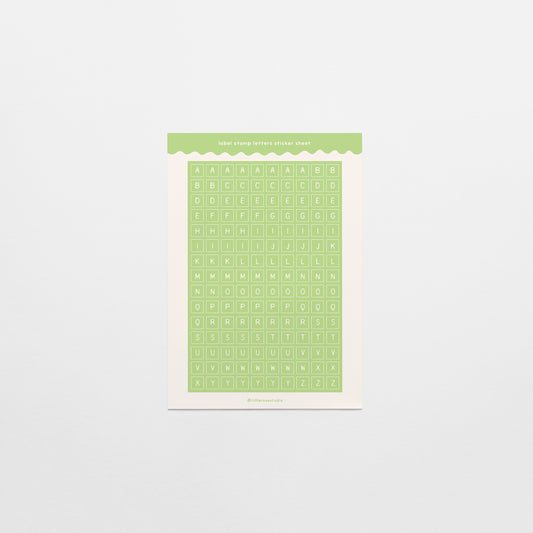 Matcha Green Label Stamp Letter Sticker Sheet