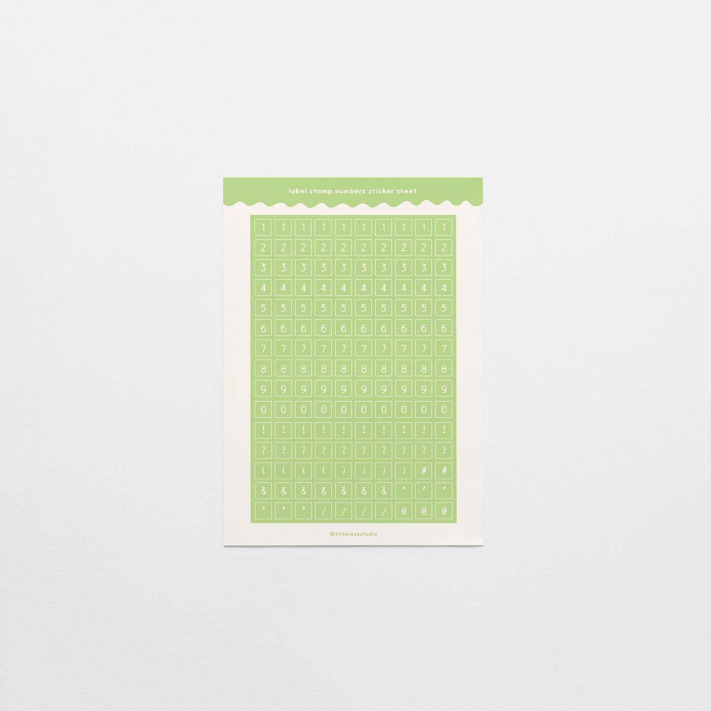 Matcha Green Label Stamp Number & Punctuation Sticker Sheet