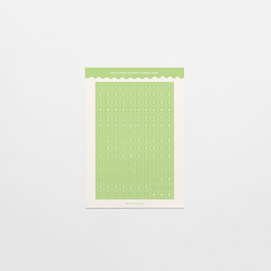 Matcha Green Label Stamp Number & Punctuation Sticker Sheet