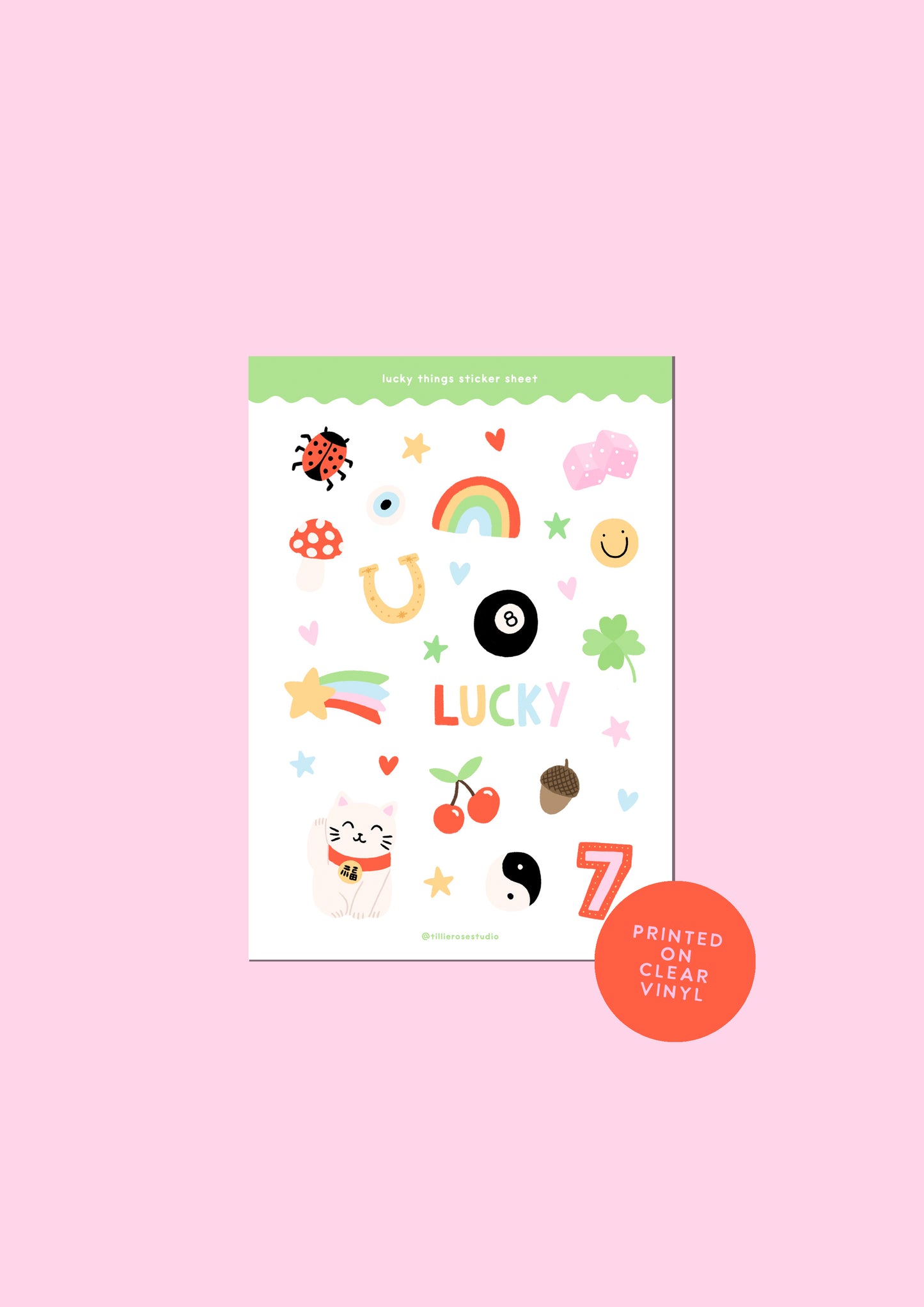 Lucky Things Clear Vinyl Sticker Sheet