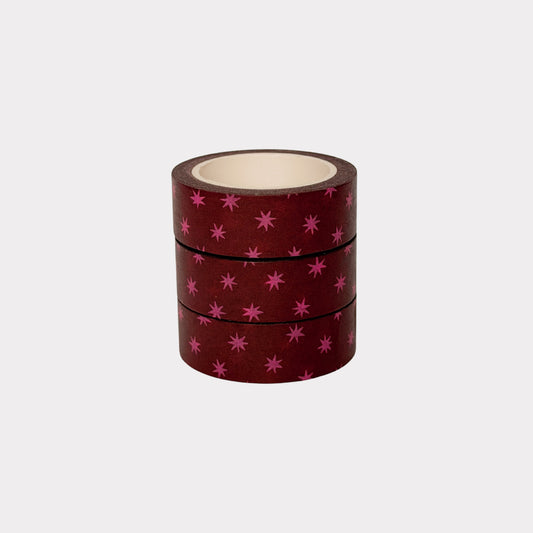 Burgundy and Pink Stars Washi Tape