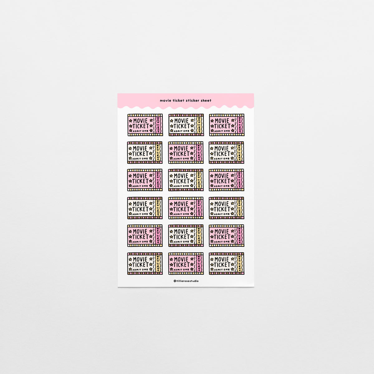 Movie Ticket Sticker Sheets