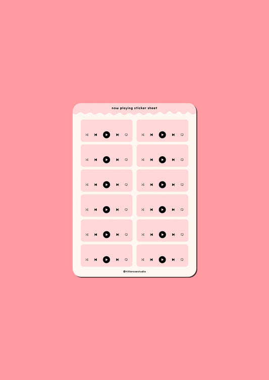 Pink Now Playing Sticker Sheet