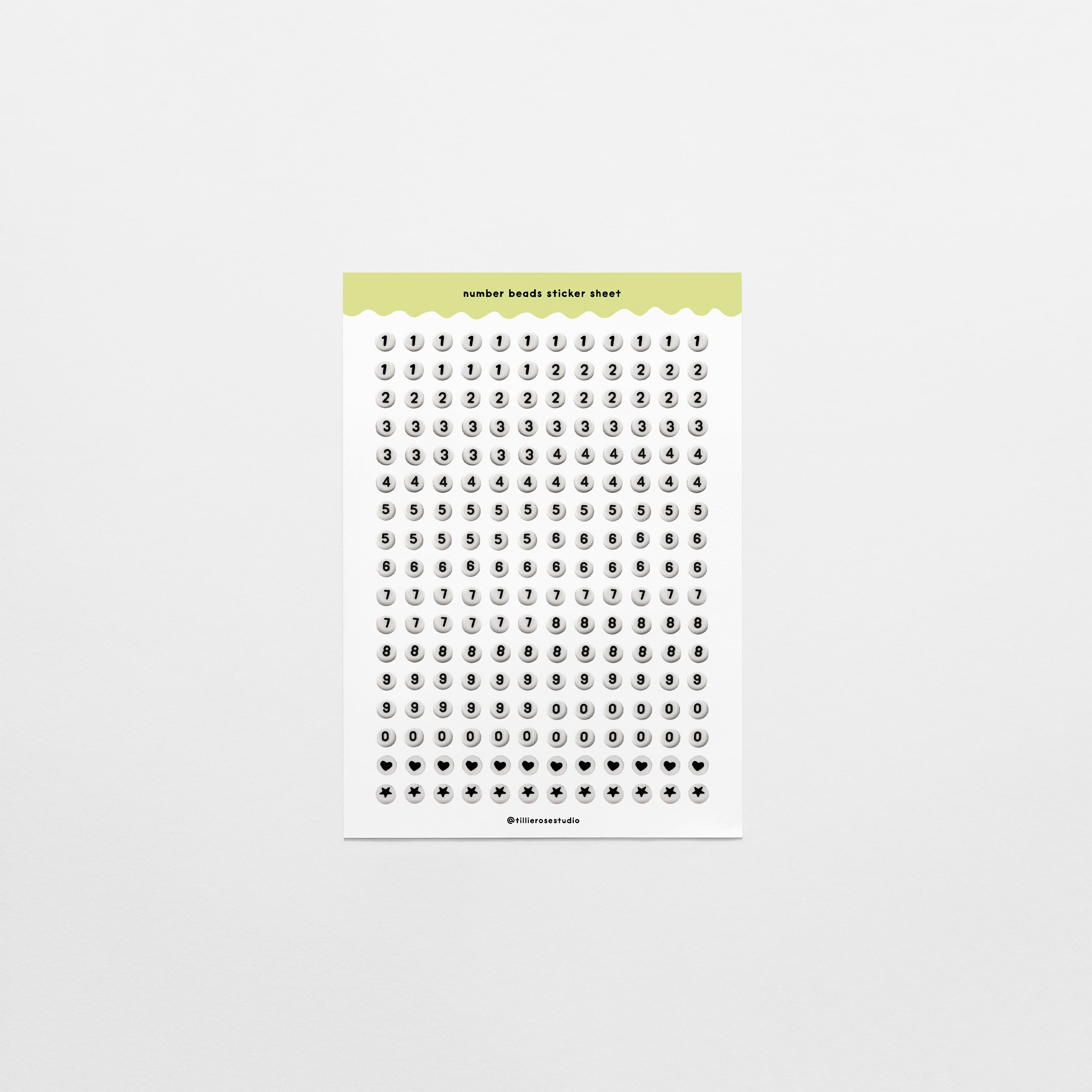 Number Bead Clear Vinyl Sticker Sheet – Tillie Rose Studio