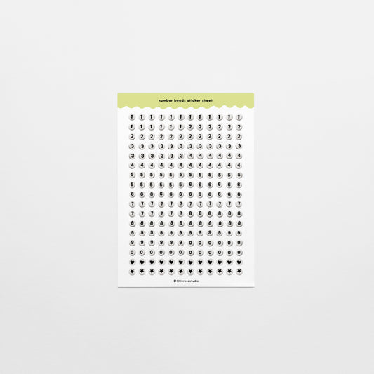 Number Bead Clear Vinyl Sticker Sheet