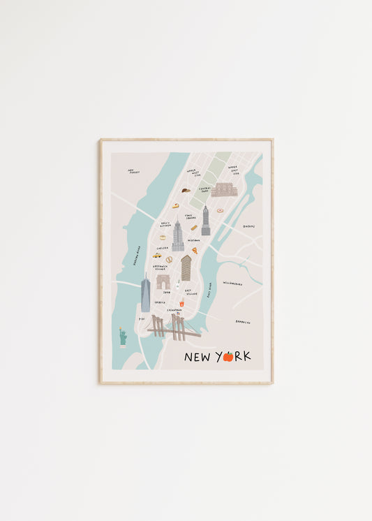 New York City Illustrated Map Print