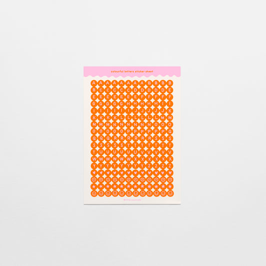 Orange and Pink Letter Bead Sticker Sheet