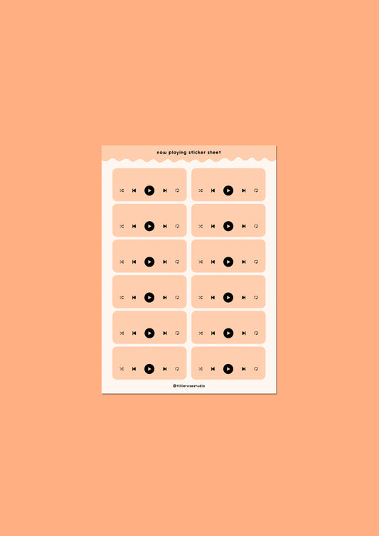 Orange Now Playing Sticker Sheet