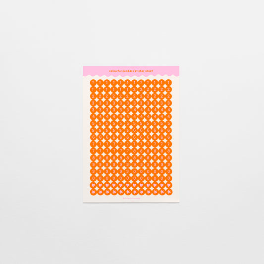 Orange and Pink Number Bead Sticker Sheet