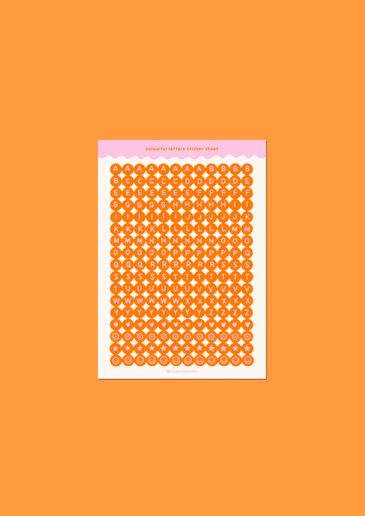Orange and Pink Letter Bead Sticker Sheet