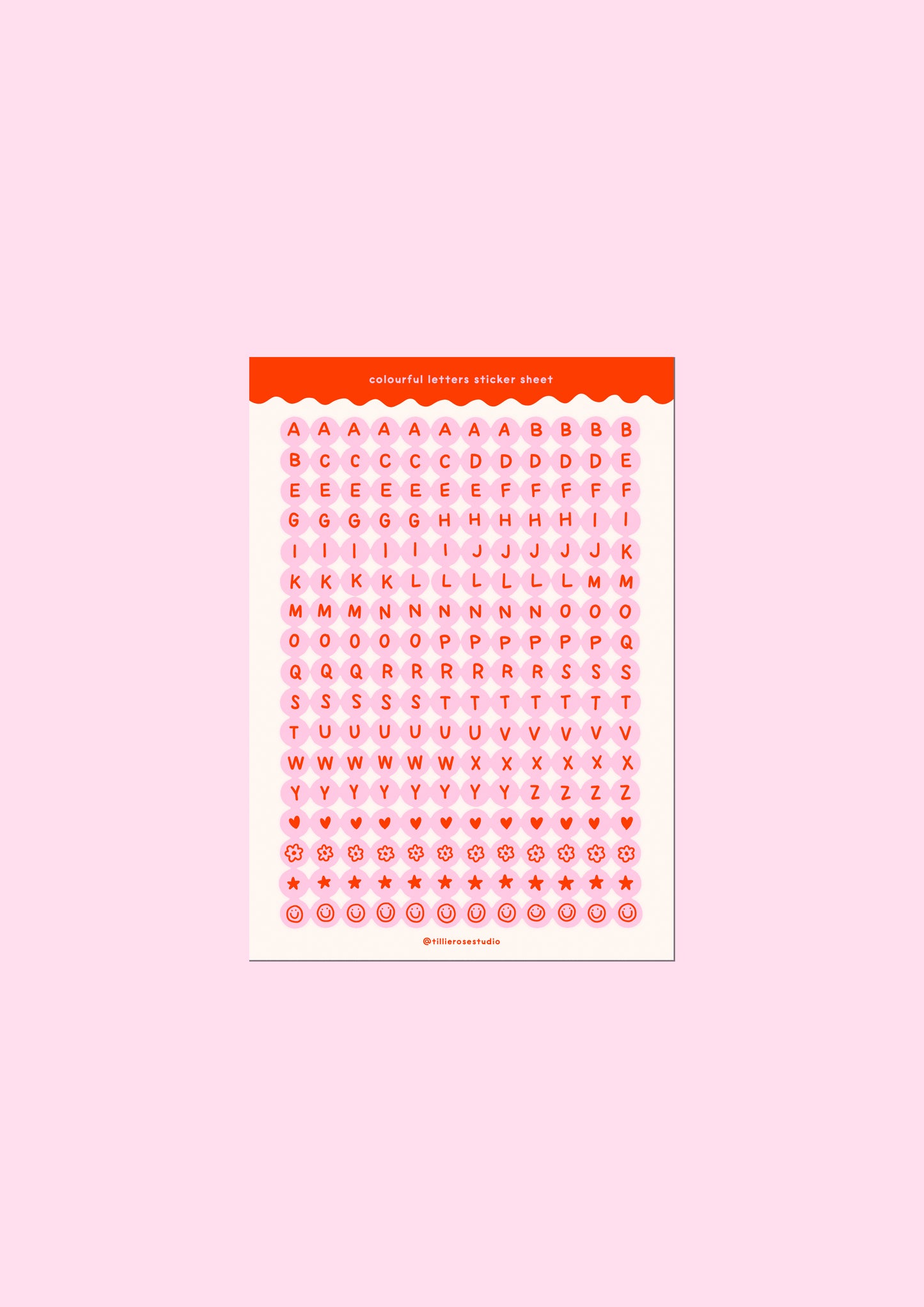 Pink and Red Letter Bead Sticker Sheet