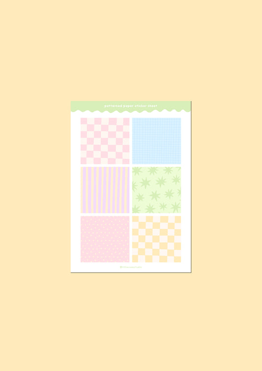 Pastel Patterned Paper Squares Sticker Sheet
