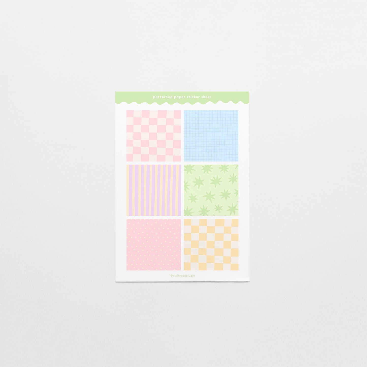Pastel Patterned Paper Squares Sticker Sheet