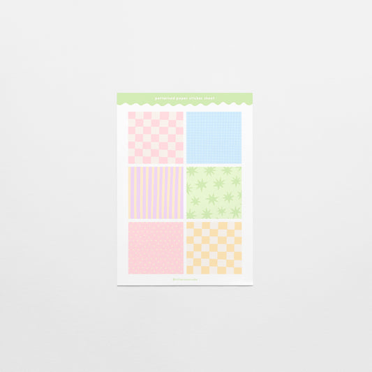 Pastel Patterned Paper Squares Sticker Sheet